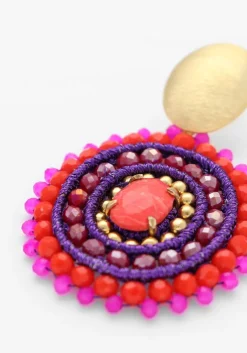 LOTT. GIOIELLI oorbellen filled oval 3 rings w/ stone m oranje Sale