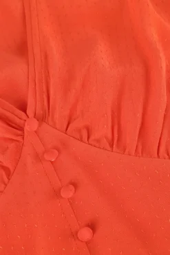 SECOND FEMALE maxi jurk emuanuelle slim dress oranje Best