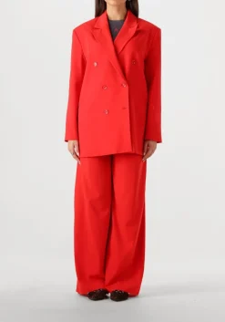 ALIX THE LABEL rode blazer ladies woven oversized blazer rood Clearance