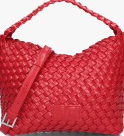 ALIX THE LABEL rode handtas ladies woven lacquar braided bag rood Clearance