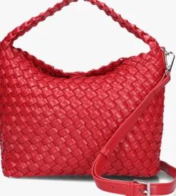 ALIX THE LABEL rode handtas ladies woven lacquar braided bag rood Clearance