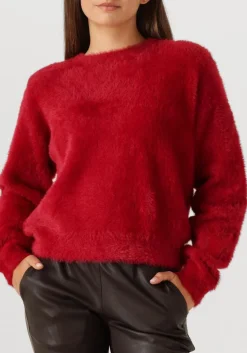ALIX THE LABEL rode trui ladies knitted mohair pullover rood Outlet