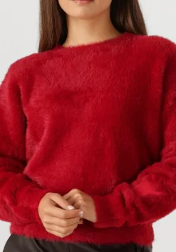 ALIX THE LABEL rode trui ladies knitted mohair pullover rood Outlet
