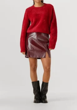 ALIX THE LABEL rode trui ladies knitted mohair pullover rood Outlet