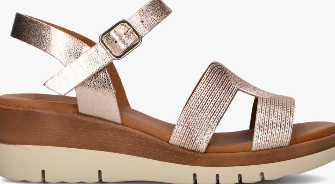 STEFANO LAURAN roségouden sandalen met hak met koord sandaal rosegoud