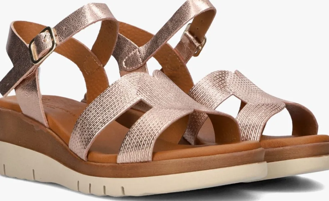 STEFANO LAURAN roségouden sandalen met hak met koord sandaal rosegoud