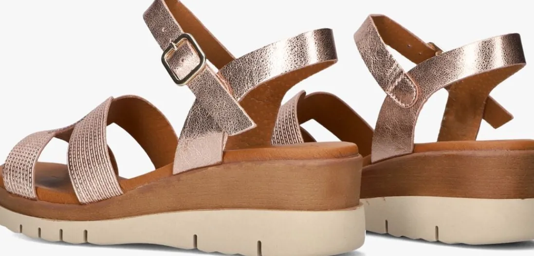 STEFANO LAURAN roségouden sandalen met hak met koord sandaal rosegoud