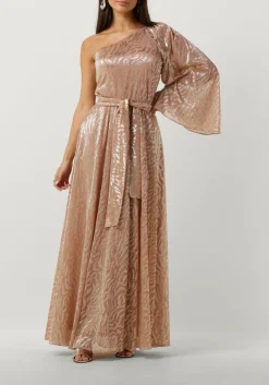 ACCESS maxi jurk shimmery one-shoulder animal print roze New