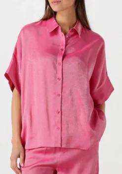 ALIX THE LABEL blouses ladies woven shine boxy blouse roze Hot