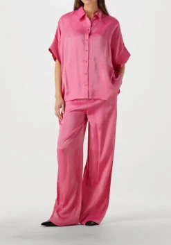 ALIX THE LABEL pantalon ladies woven shine wide leg pants roze