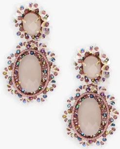 LOTT. GIOIELLI oorbellen pendant earring double w/ sequins l roze Outlet