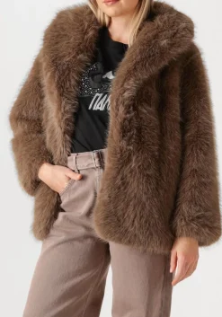 ALTER EGO taupe faux fur jas harper bruin