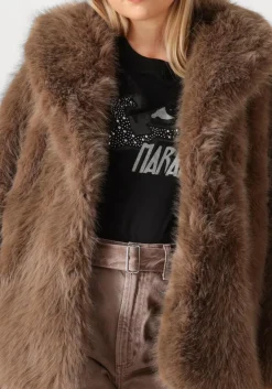 ALTER EGO taupe faux fur jas harper bruin