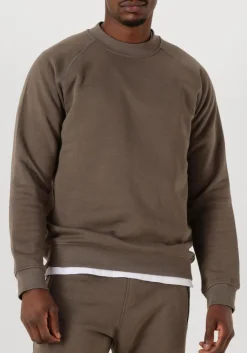 GENTI trui basic logo sweater taupe Outlet