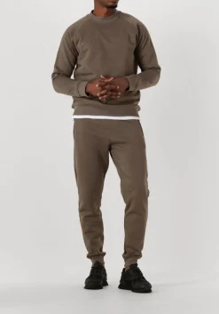 GENTI trui basic logo sweater taupe Outlet