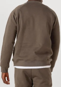 GENTI trui basic logo sweater taupe Outlet