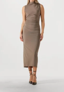 ROSEMUNDE maxi jurk billie sl long drape dress taupe Discount
