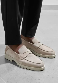 SANTONI loafers sue penny loafer gz taupe Online