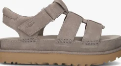 UGG platte sandalen w goldenstar strap taupe Discount