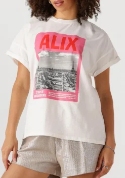 ALIX THE LABEL te t-shirt ladies knitted photoprint t-shirt wit Discount