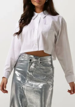 CO'COUTURE te blouses cotton crisp cropped shirt wit Clearance