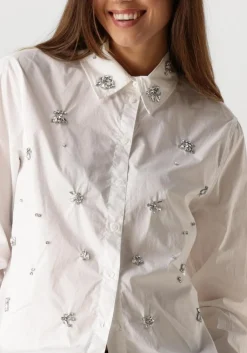 SUMMUM te blouses blouse crispy poplin diamants wit Discount