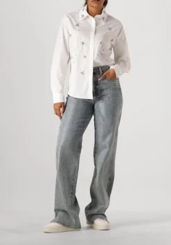 SUMMUM te blouses blouse crispy poplin diamants wit Discount