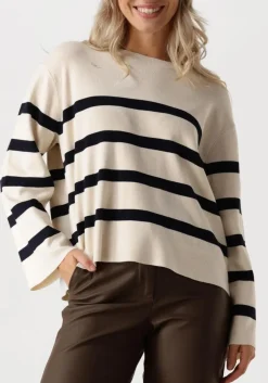SUMMUM te trui striped sweater soft viscose polyamide knit wit New