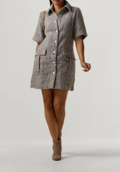 SECOND FEMALE mini jurk lilje dress zand Hot