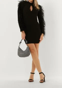 ACCESS e mini jurk long sleeve mini dress with feat zwart New