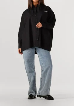 ALIX THE LABEL e blouses ladies woven oversized poplin blouse zwart Clearance