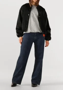 ALIX THE LABEL e jack ladies woven velvet leather bomber zwart