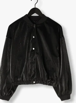 ALIX THE LABEL e jack ladies woven velvet leather bomber zwart