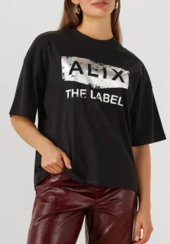 ALIX THE LABEL e t-shirt foil print t-shirt zwart New
