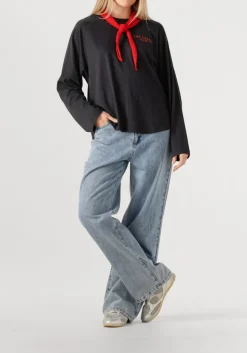 ALIX THE LABEL e t-shirt ladies knitted raglan longsleeve zwart