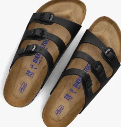 BIRKENSTOCK e slippers soft foodbed zwart Outlet