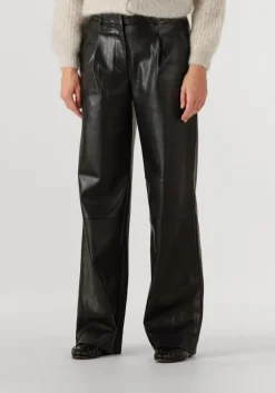 DANTE6 e wijde broek jules faux leather pants zwart New