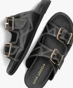LINA LOCCHI e slippers led 2 band slipper met stiksels zwart Best