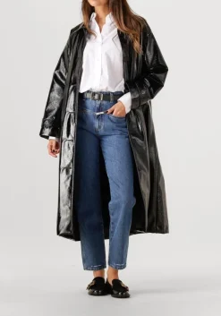 MON FRAC e mantel coat long craquele zwart Hot