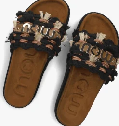 MOU e slippers monoband rope sandal fringes zwart Hot