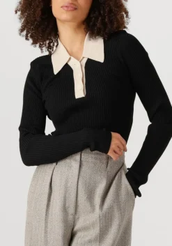 SECOND FEMALE e t-shirt josephine knit polo zwart New