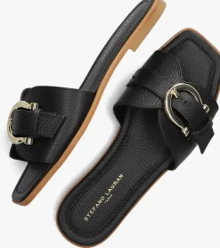 STEFANO LAURAN e slippers led 1 band slipper met gesp zwart