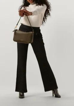 SUMMUM e flared broek flared pants mini pattern jacquard zwart Discount