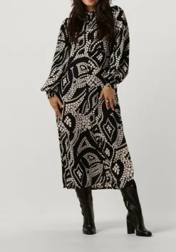 SUMMUM e midi jurk dress irregular dots hammered zwart Online