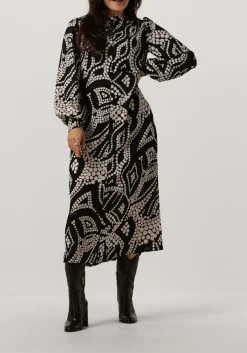 SUMMUM e midi jurk dress irregular dots hammered zwart Online