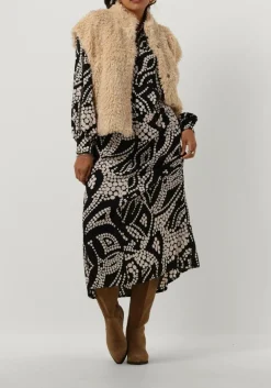 SUMMUM e midi jurk dress irregular dots hammered zwart Online