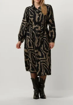 SUMMUM e midi jurk dress abstract leaves zwart Best