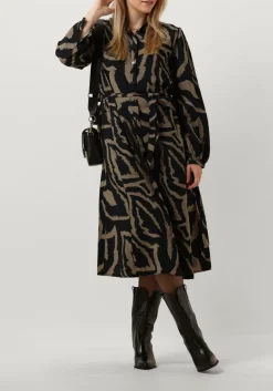 SUMMUM e midi jurk dress abstract leaves zwart Best