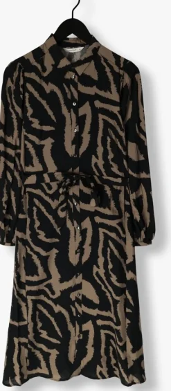SUMMUM e midi jurk dress abstract leaves zwart Best