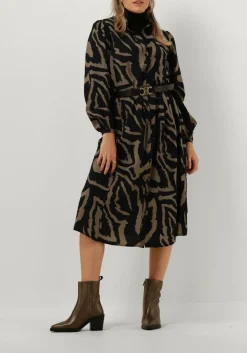 SUMMUM e midi jurk dress abstract leaves zwart Best